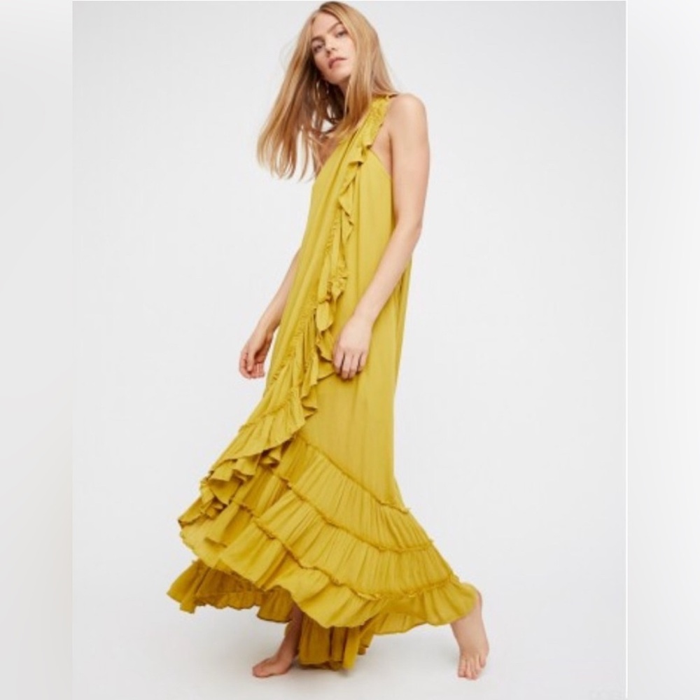 Free People Asymmetrical Yellow Dress - Picture 3 of 6